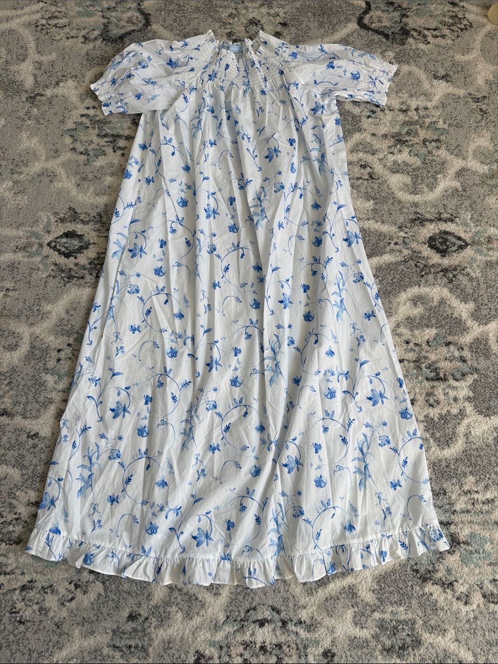 Hill House The Caroline Nap Dress in Blue Botanical Size XS